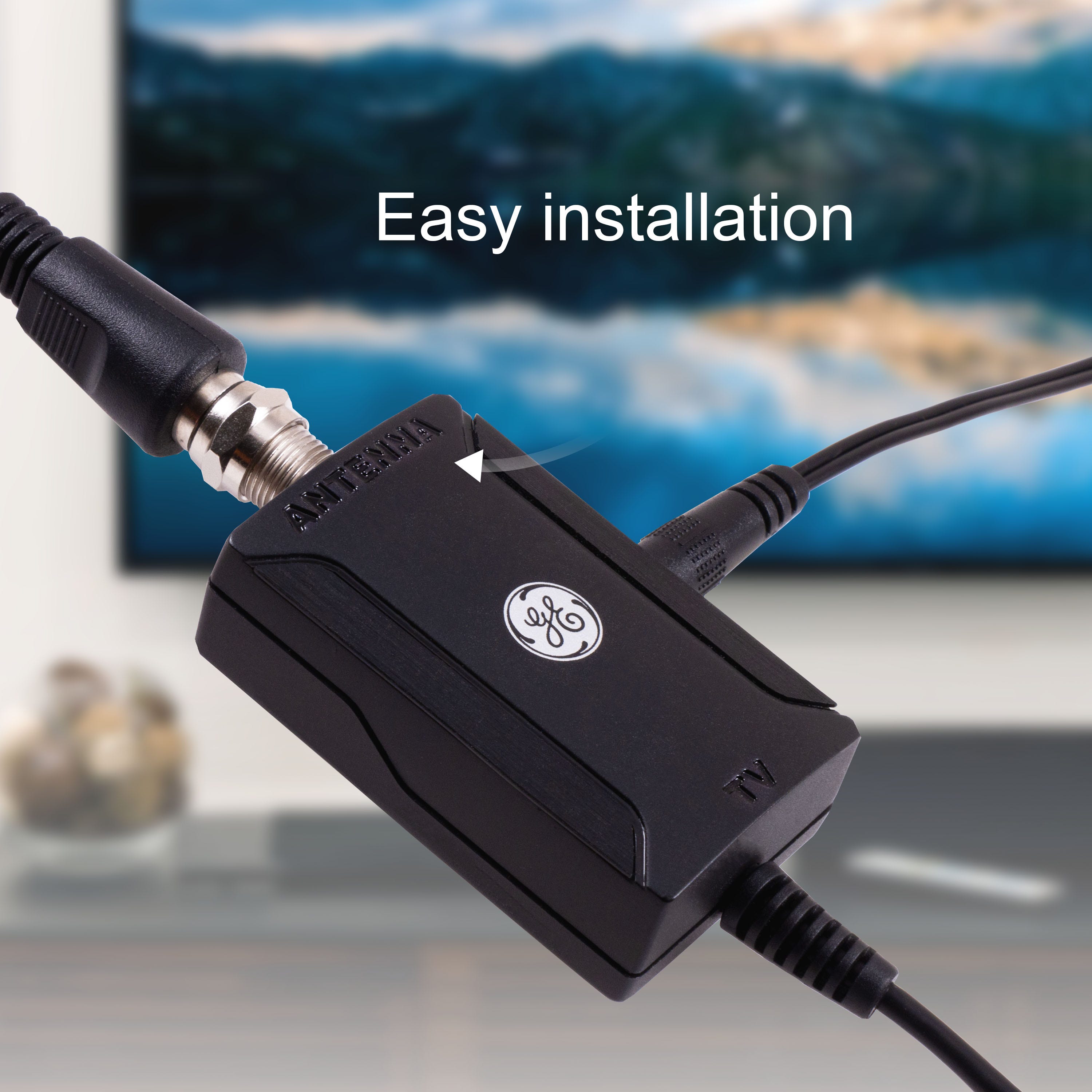 GE Antenna Amplifier with AC Power Adapter, Black