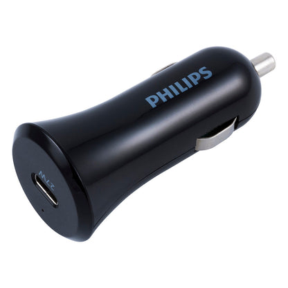 Philips 1-USB Car Charger with USB-C and Power Delivery, Black