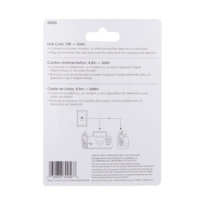 Power Gear 15 ft. Phone Line Cord, Gray