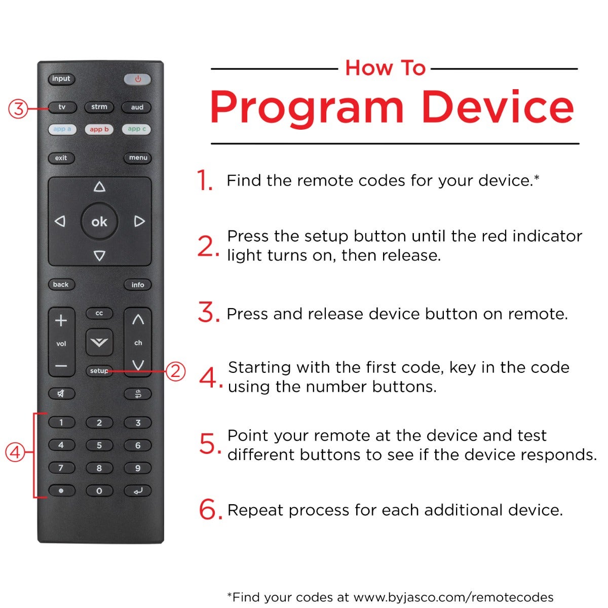 UltraPro 3-Device Universal Vizio Replacement Remote, Black