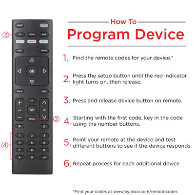 UltraPro 3-Device Universal Vizio Replacement Remote, Black