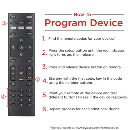 UltraPro 3-Device Universal Vizio Replacement Remote, Black