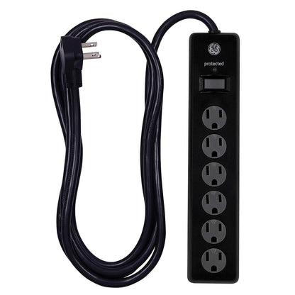 GE 6-Outlet 10ft. Surge Protector With Twist-To-Close Safety Covers, Black