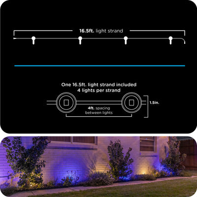 Enbrighten WiFi VIBE Eternity Landscape Lights Extension Light Strand, 16.5ft. Black