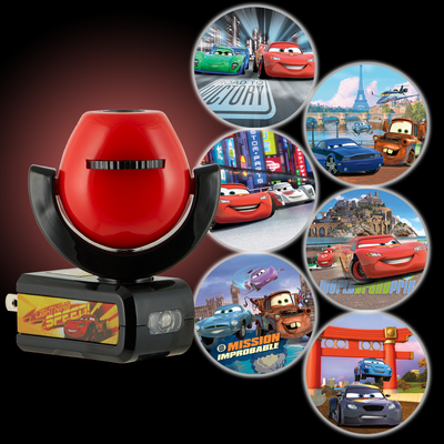 Projectables Disney Pixar Cars Light Sensing 6-Image LED Night Light, Black
