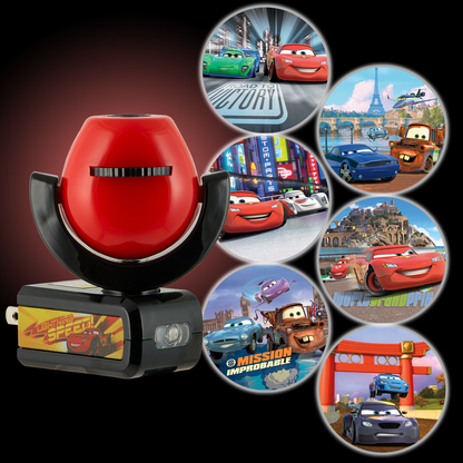 Projectables Disney Pixar Cars Light Sensing 6-Image LED Night Light, Black