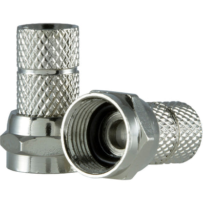 GE RG6 Twist-On F Connectors, Silver, 2 Pack