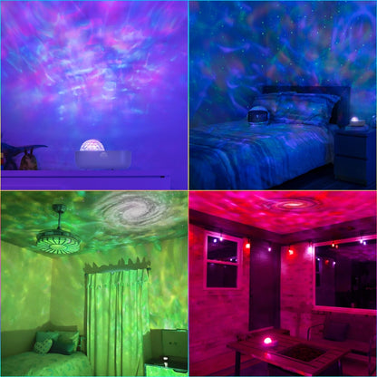 Enbrighten EcoScapes Galaxy Wave Projector LED Tabletop Night Light with Sound Effects, White