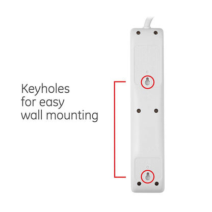GE 6-Outlet 4ft. Surge Protector with Twist-to-Close Safety Covers, White