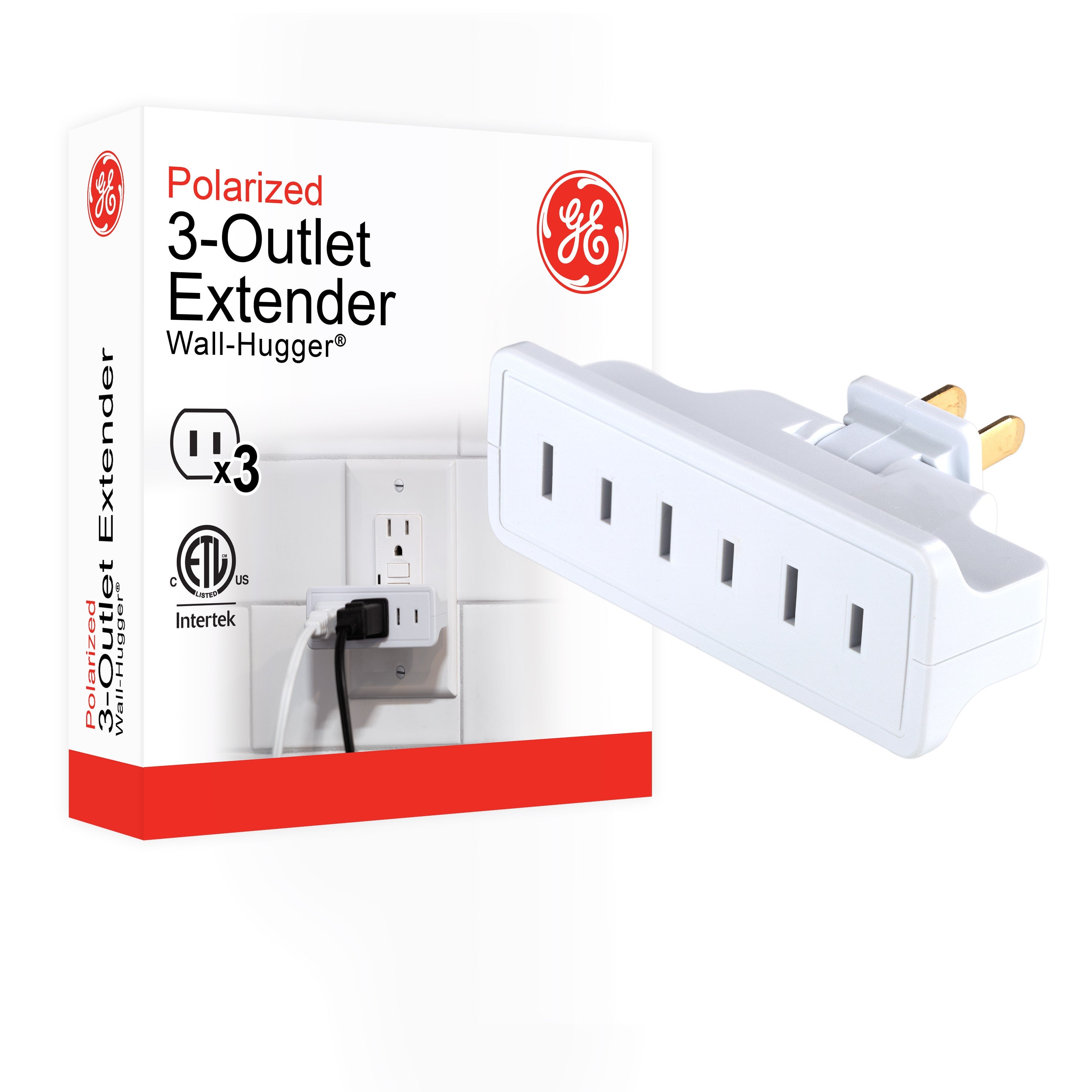 GE 3-Outlet Swivel Wall Tap, White
