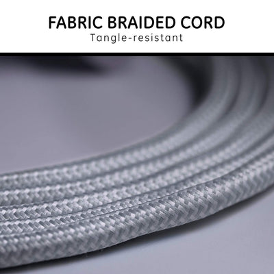 GE Pro 3-Outlet 15ft. Braided Extension Cord, Gray/White