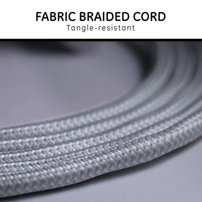 GE Pro 3-Outlet 15ft. Braided Extension Cord, Gray/White