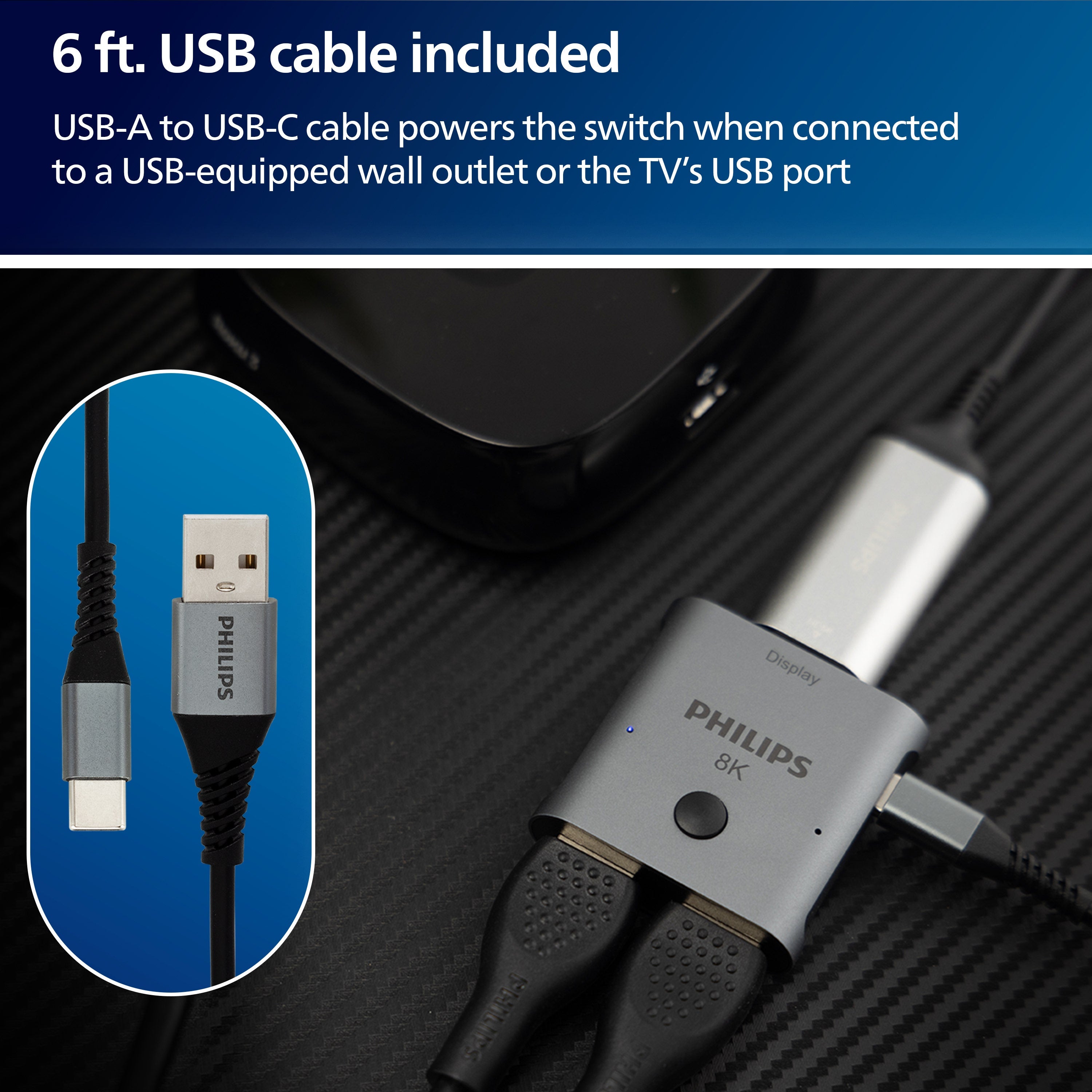 Philips Elite 2-Port HDMI 2.1 Switch, Silver