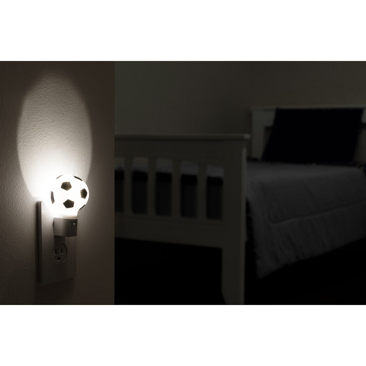 Lights by Night Soccer Ball Manual On/Off LED Night Light, Black/White