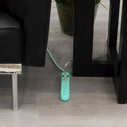 Cordinate 6-Outlet 3ft. Surge Protector with Braided Cord, Mint/White