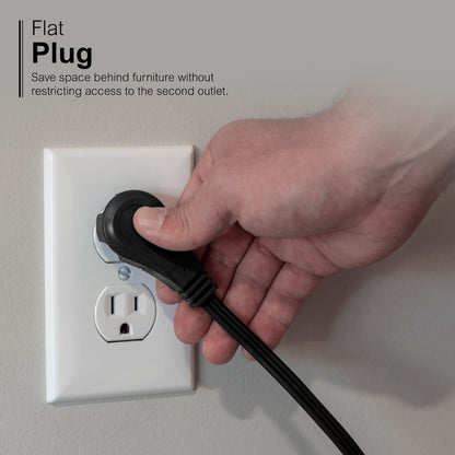 GE 3-Outlet 3ft. Extension Cord with Right Angle-Plug, 2 Pack, Black