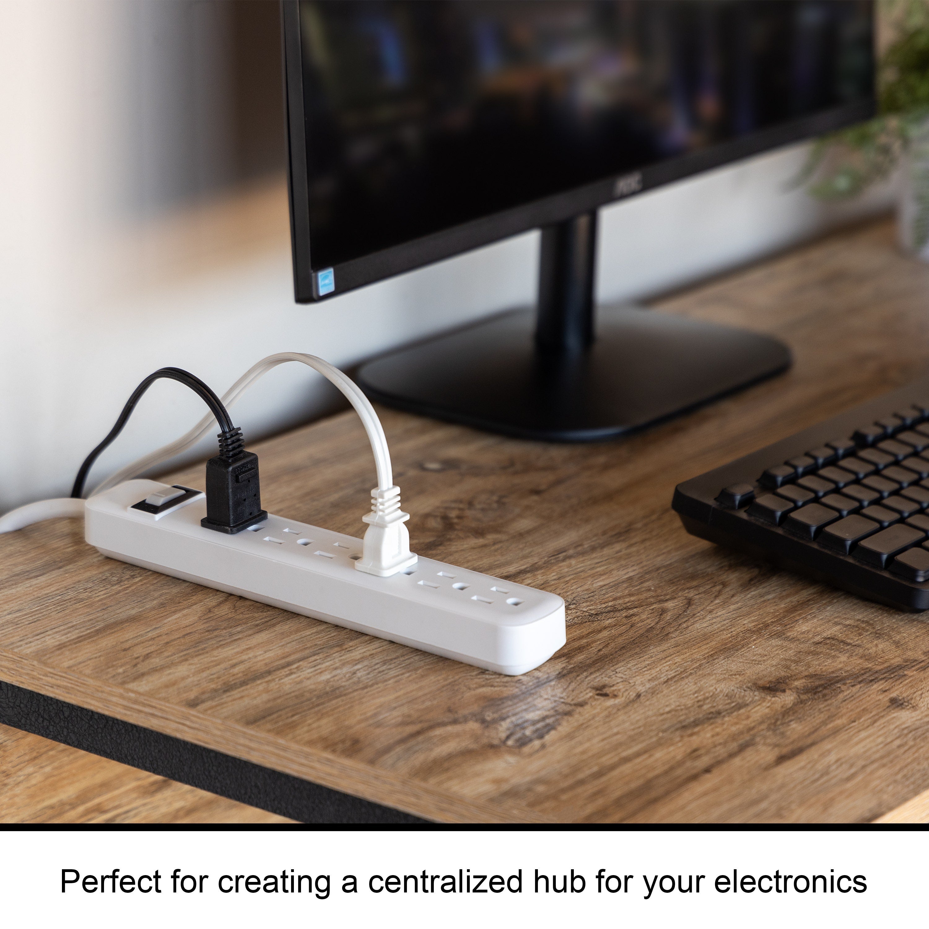 GE 6-Outlet 8ft. Power Strip, White