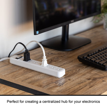 GE 6-Outlet 8ft. Power Strip, White