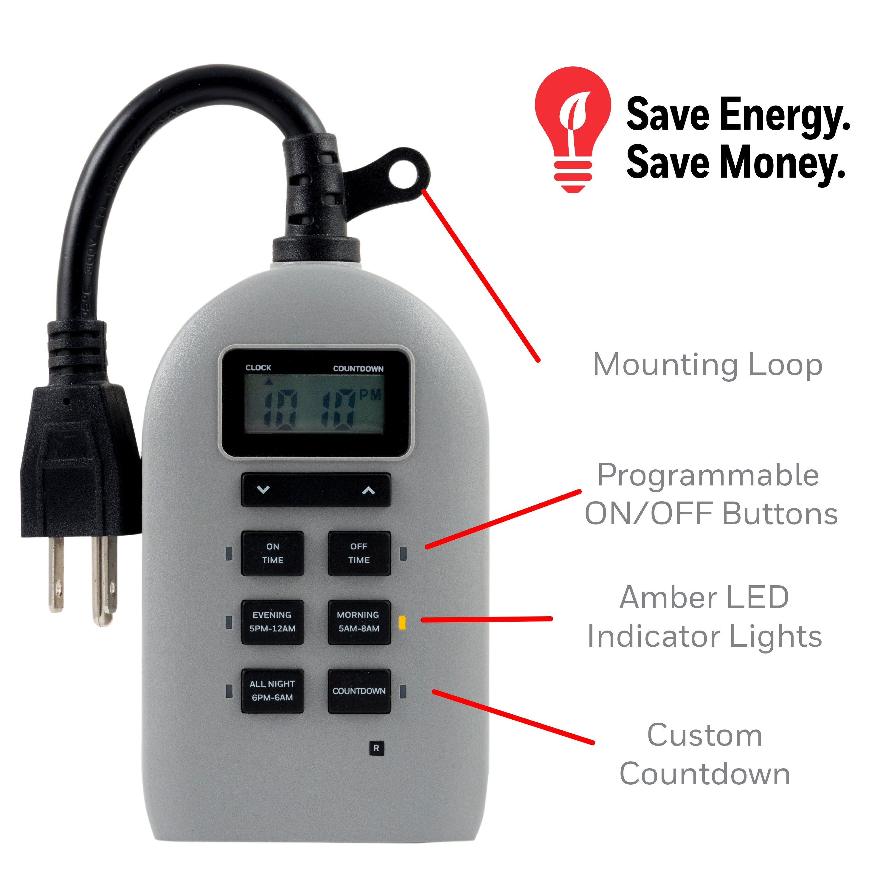 UltraPro Outdoor Plug-In 24-Hour Digital Timer, Gray