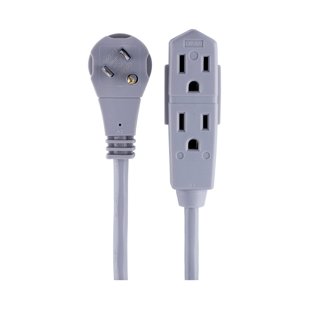 GE 3-Outlet 25ft. Extension Cord with Right-Angle Plug, Gray