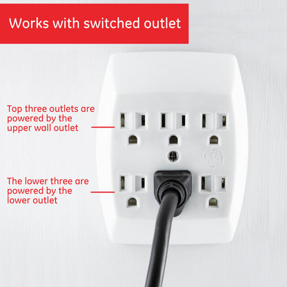 GE 6-Outlet Wall Tap, White