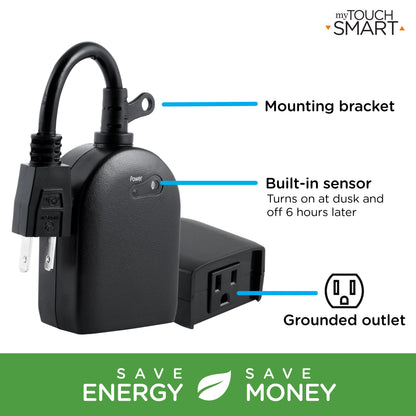 myTouchSmart Outdoor Plug-In Digital Simple Preset Timer, Black