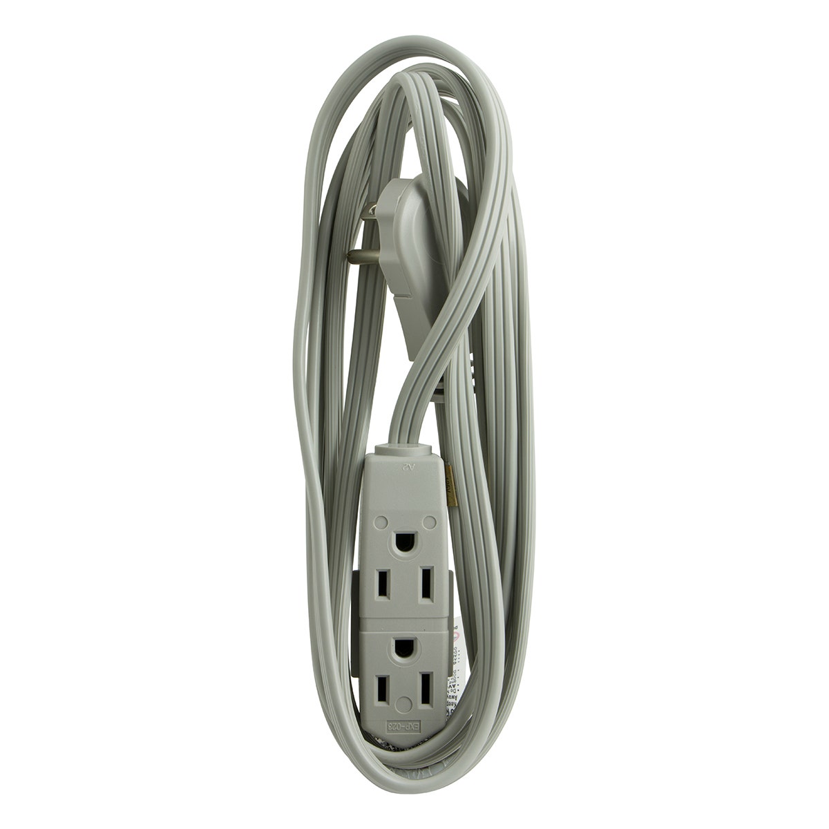 GE 3-Outlet 8ft. Extension Cord with Right-Angle Plug, Gray