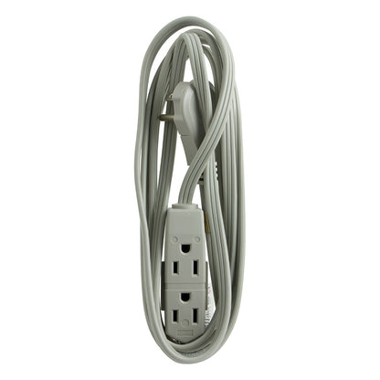 GE 3-Outlet 8ft. Extension Cord with Right-Angle Plug, Gray