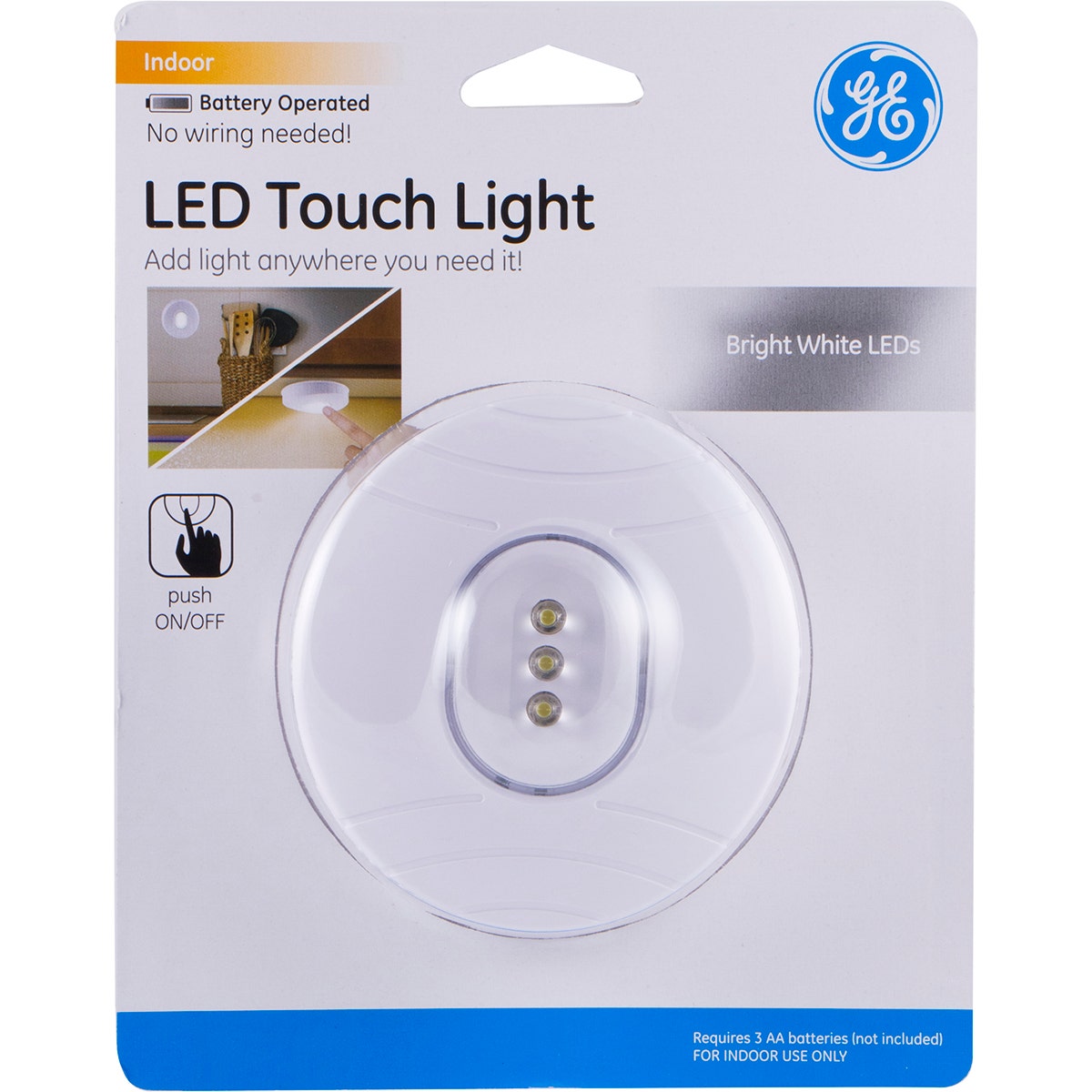 GE Battery Operated LED Puck Light, White