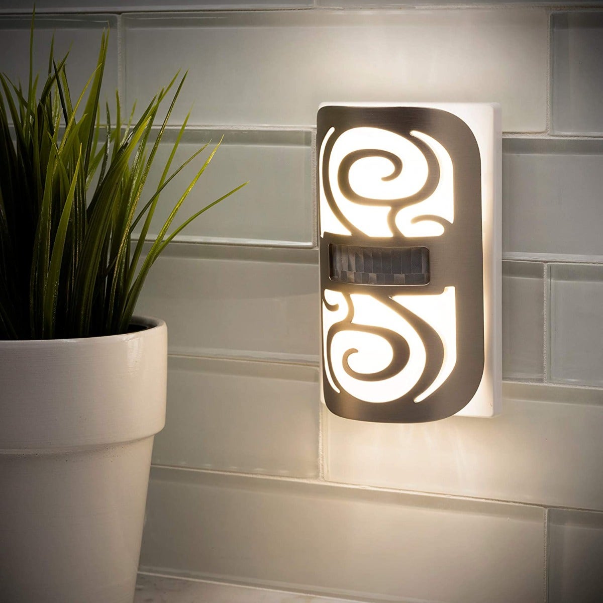 GE Motion-Select LED Night Light, Brushed Nickel