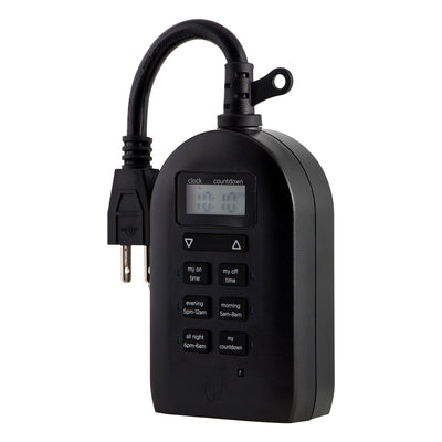 myTouchSmart Indoor/Outdoor Plug-In Simple Digital Timer, Black