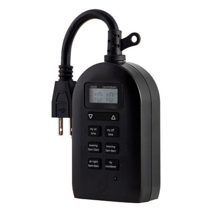 myTouchSmart Indoor/Outdoor Plug-In Simple Digital Timer, Black