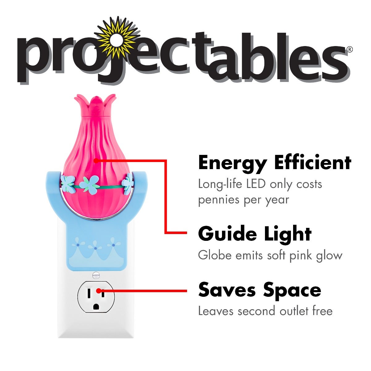 Trolls Projectables LED Light Sensing Night Light, Poppy Figure