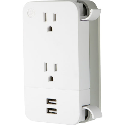 GE 2-Outlet 2-USB Charging Station with Cable Management, White