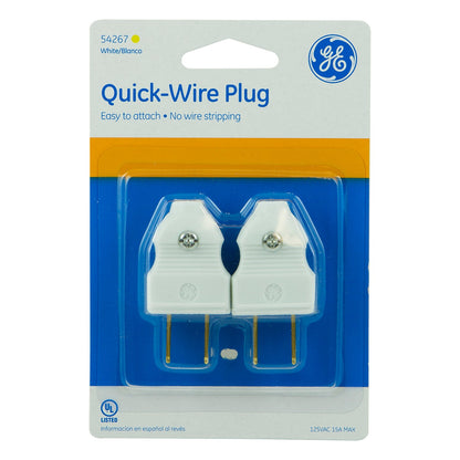 GE Quick Wire Plug, 2 Pack, White
