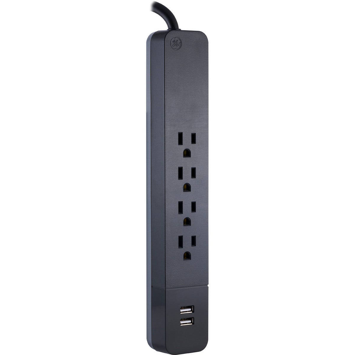 GE 4-Outlet 2-USB 3ft. Surge Protector, Black