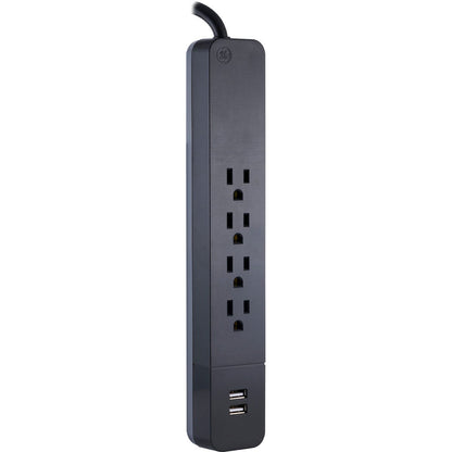 GE 4-Outlet 2-USB 3ft. Surge Protector, Black