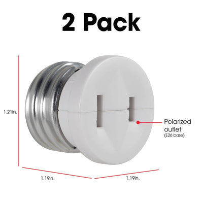 Power Gear Polarized Light Socket Adapter, White, 2pk