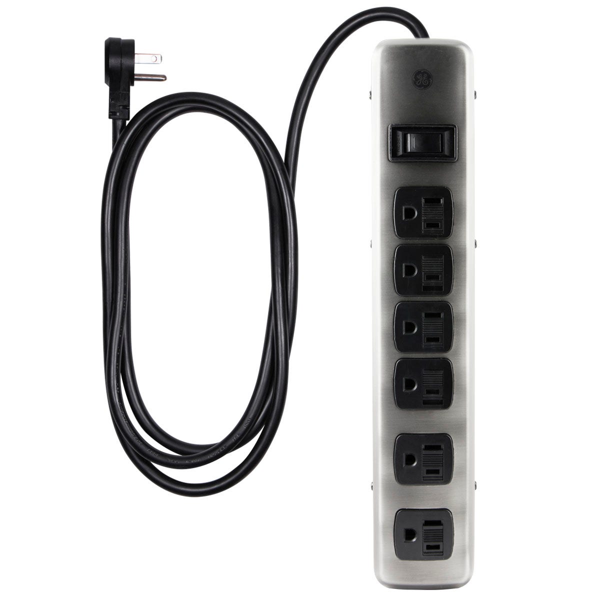 GE 6-Outlet 4ft. Surge Protector, Brushed Nickel