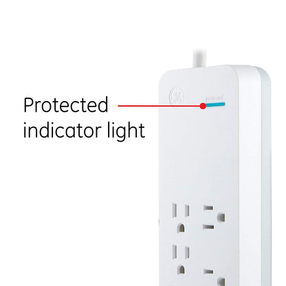 GE 7-Outlet 2-USB 15ft. Surge Protector, White