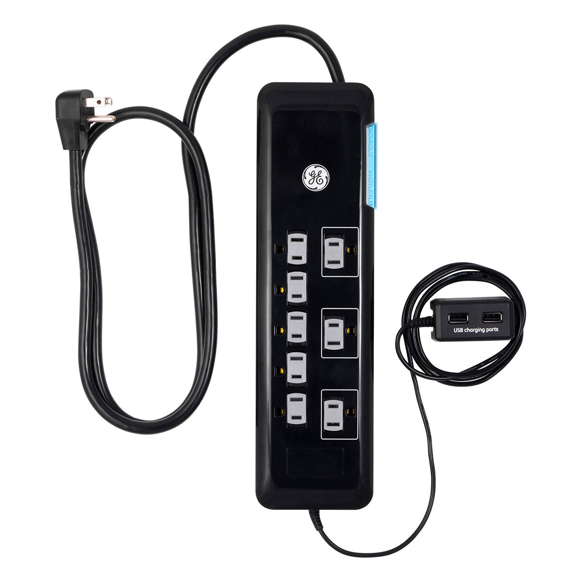 GE  8-Outlet 2-USB 4ft. Surge Protector, Black