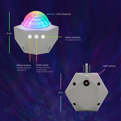 Enbrighten Galaxy Wave Plug-In Projector LED Night Light, White