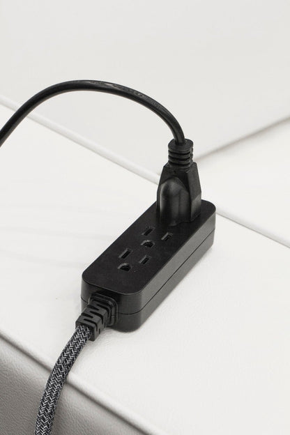 Cordinate 3-Outlet 2ft. Braided Extension Cord with Flat Plug, Black/Gray