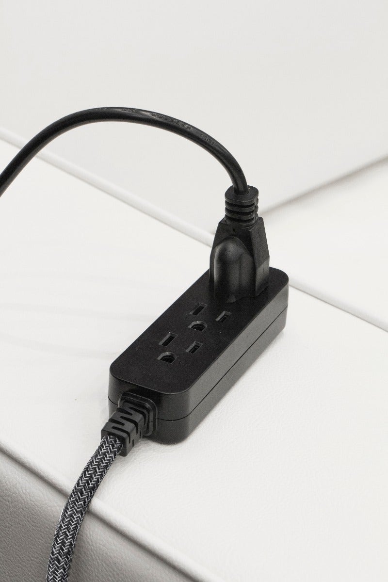 Cordinate 3-Outlet 2ft. Braided Extension Cord with Flat Plug, Black/Gray