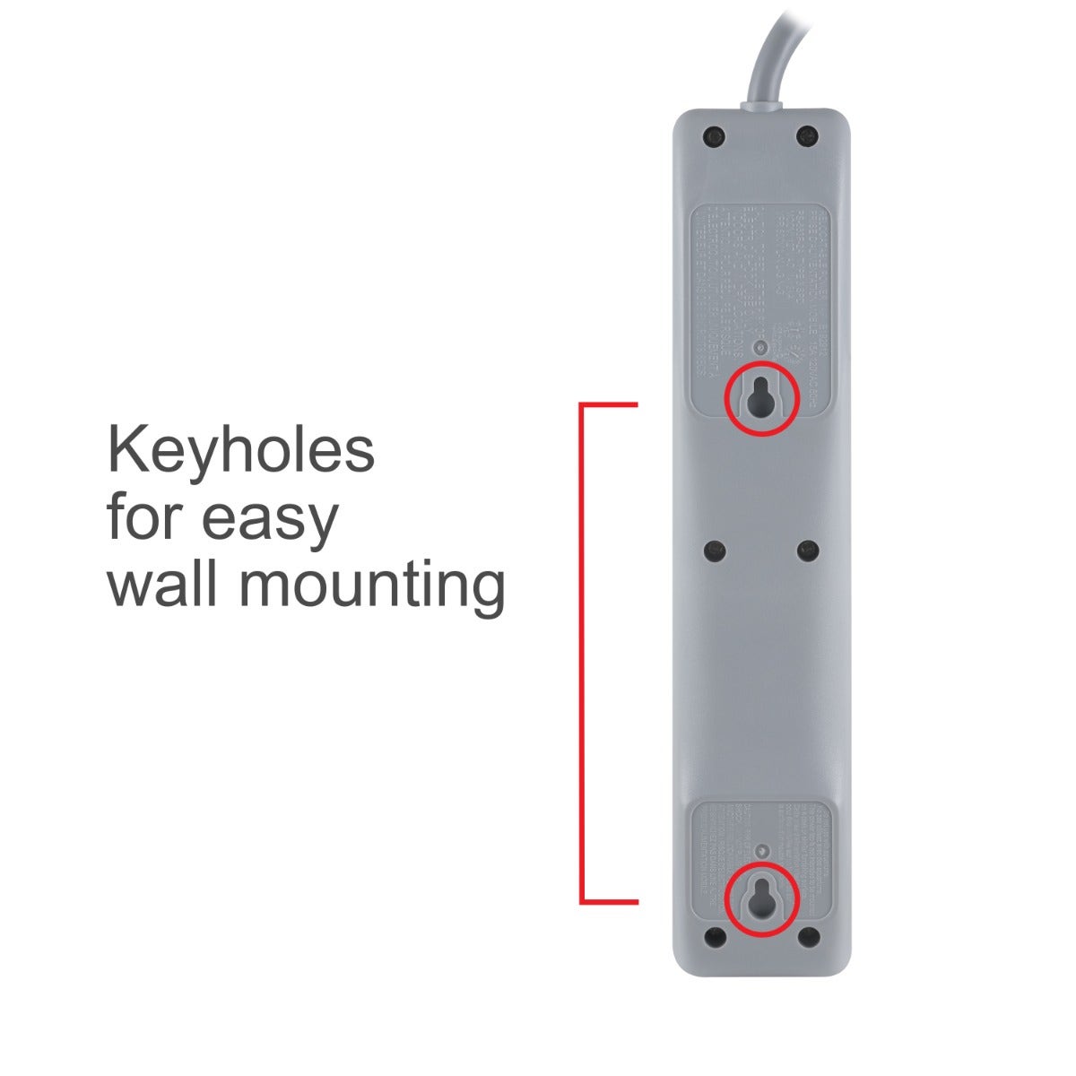 GE 6-Outlet 10ft. Surge Protector with Twist-to-Close Safety Outlets, Gray