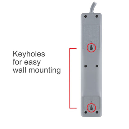 GE 6-Outlet 10ft. Surge Protector with Twist-to-Close Safety Outlets, Gray