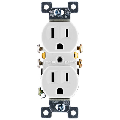 GE Grounding Duplex Receptacle, White