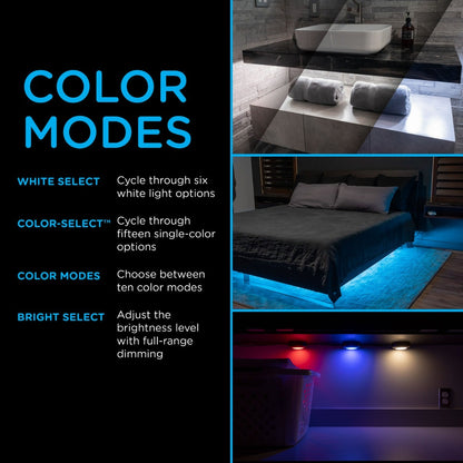 Enbrighten Spectrum Indoor Color-Changing LED Puck Lights, 9 Lights, Up to 18in. Black Cord