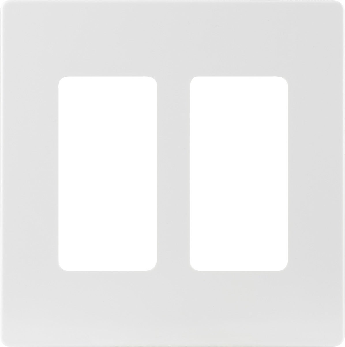 Power Gear Double Screwless Rocker Light Switch Wall Plate, White
