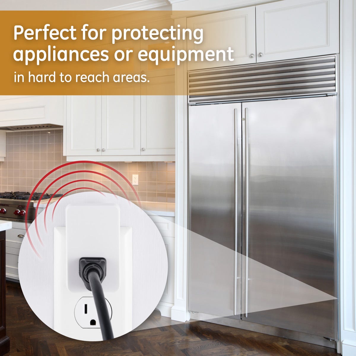 GE UltraPro 1-Outlet Wall Tap with Surge Protection and Audible Alarm, White
